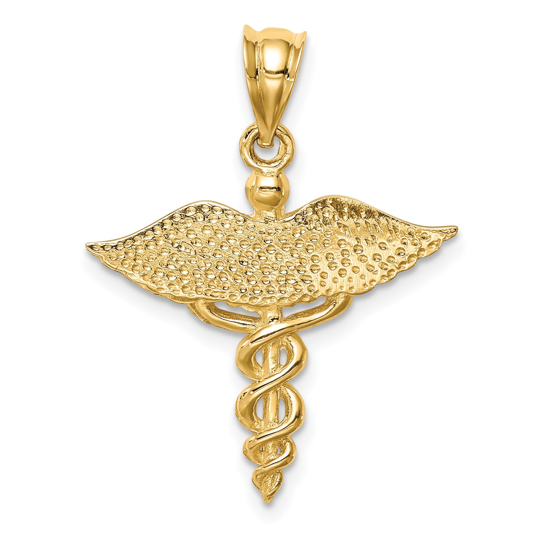 14K Polished 3-D Caduceus Medical Pendant