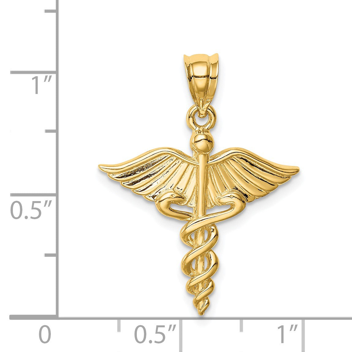 14K Polished 3-D Caduceus Medical Pendant
