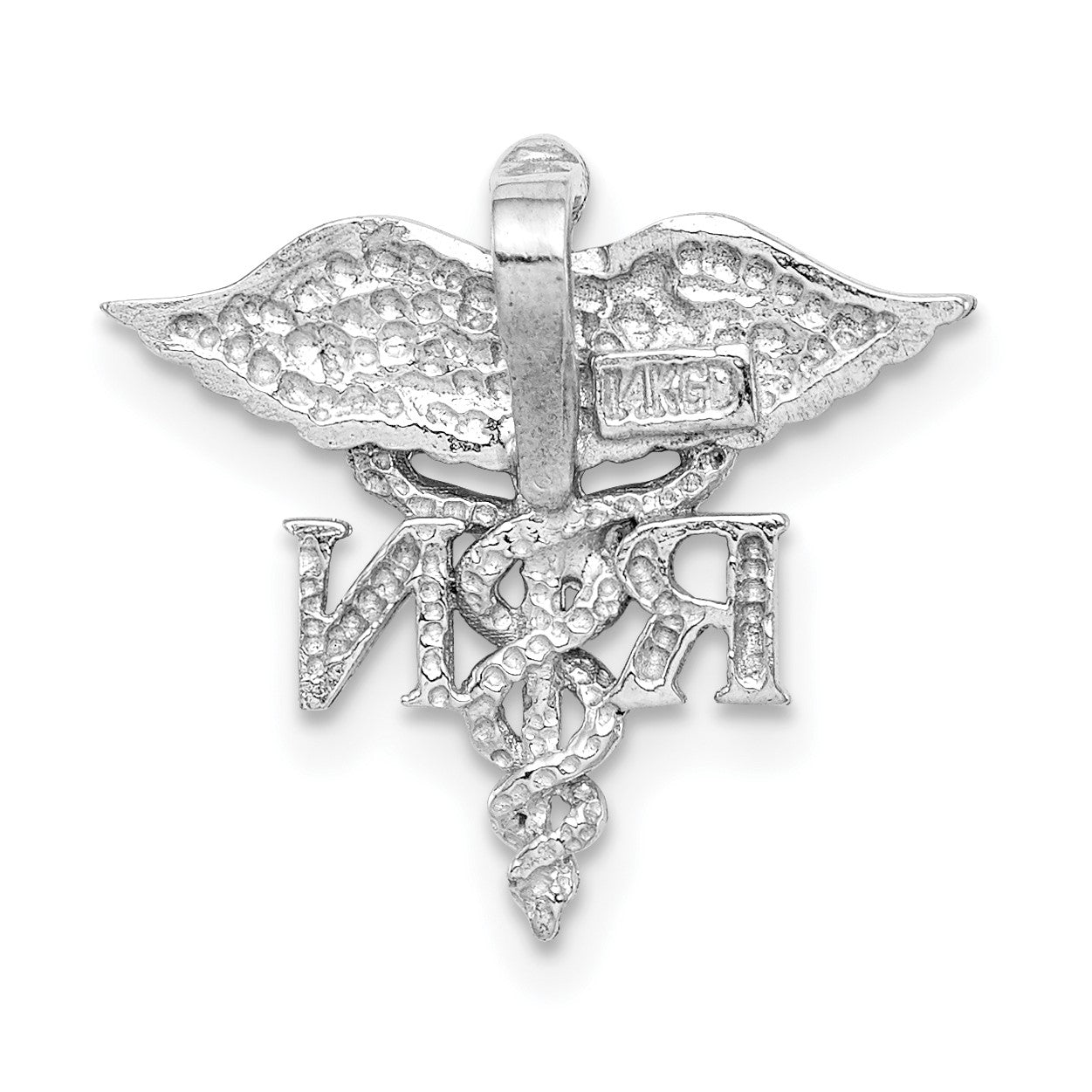 14K White Polished RN Registered Nurse Medical Chain Slide