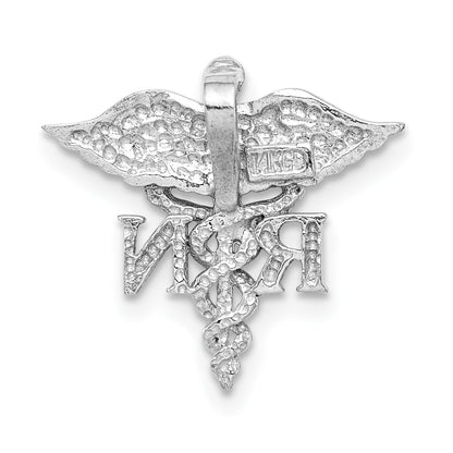 14K White Polished RN Registered Nurse Medical Chain Slide