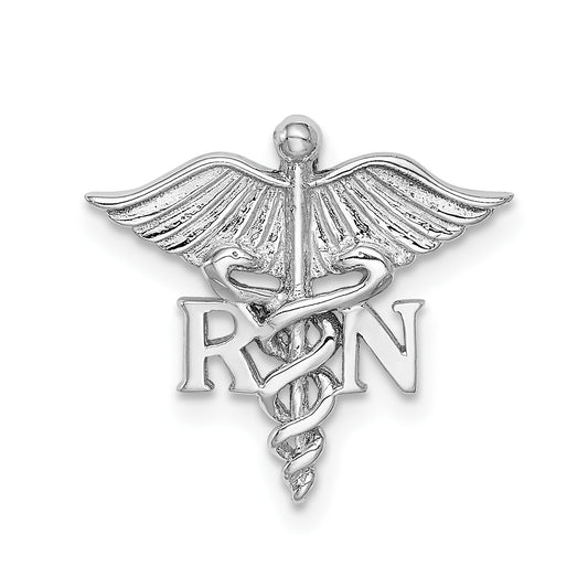14K White Polished RN Registered Nurse Medical Chain Slide