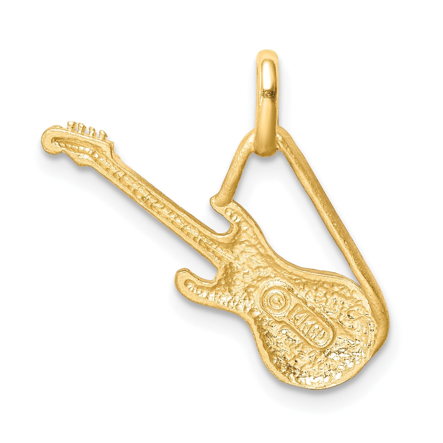 14K Brushed and Diamond-cut Electric Guitar Pendant