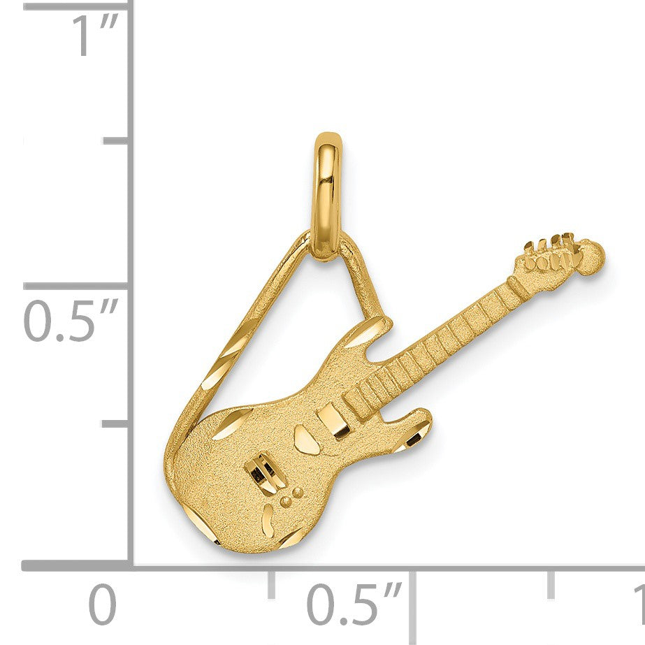 14K Brushed and Diamond-cut Electric Guitar Pendant