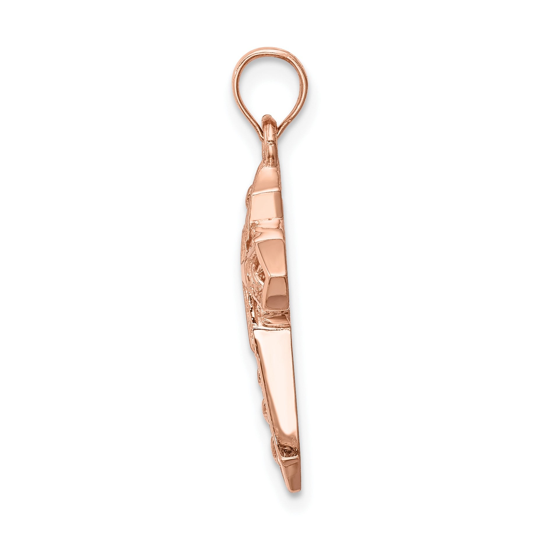 14K Rose Polished Celtic Cross Pendant