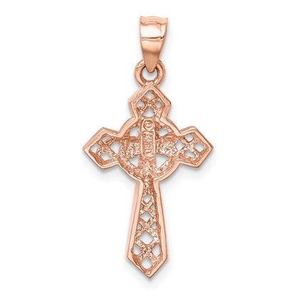 14K Rose Polished Celtic Cross Pendant