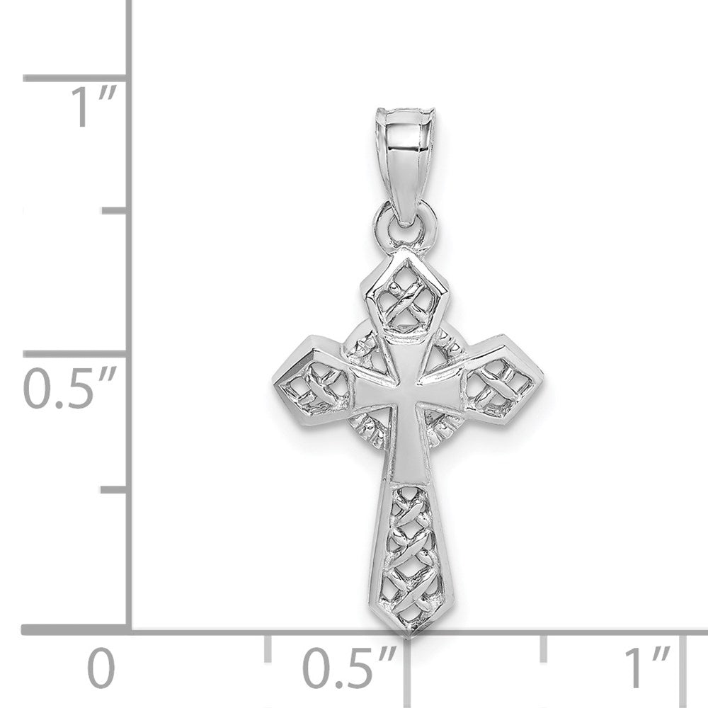 14K White Polished Cross Pendant