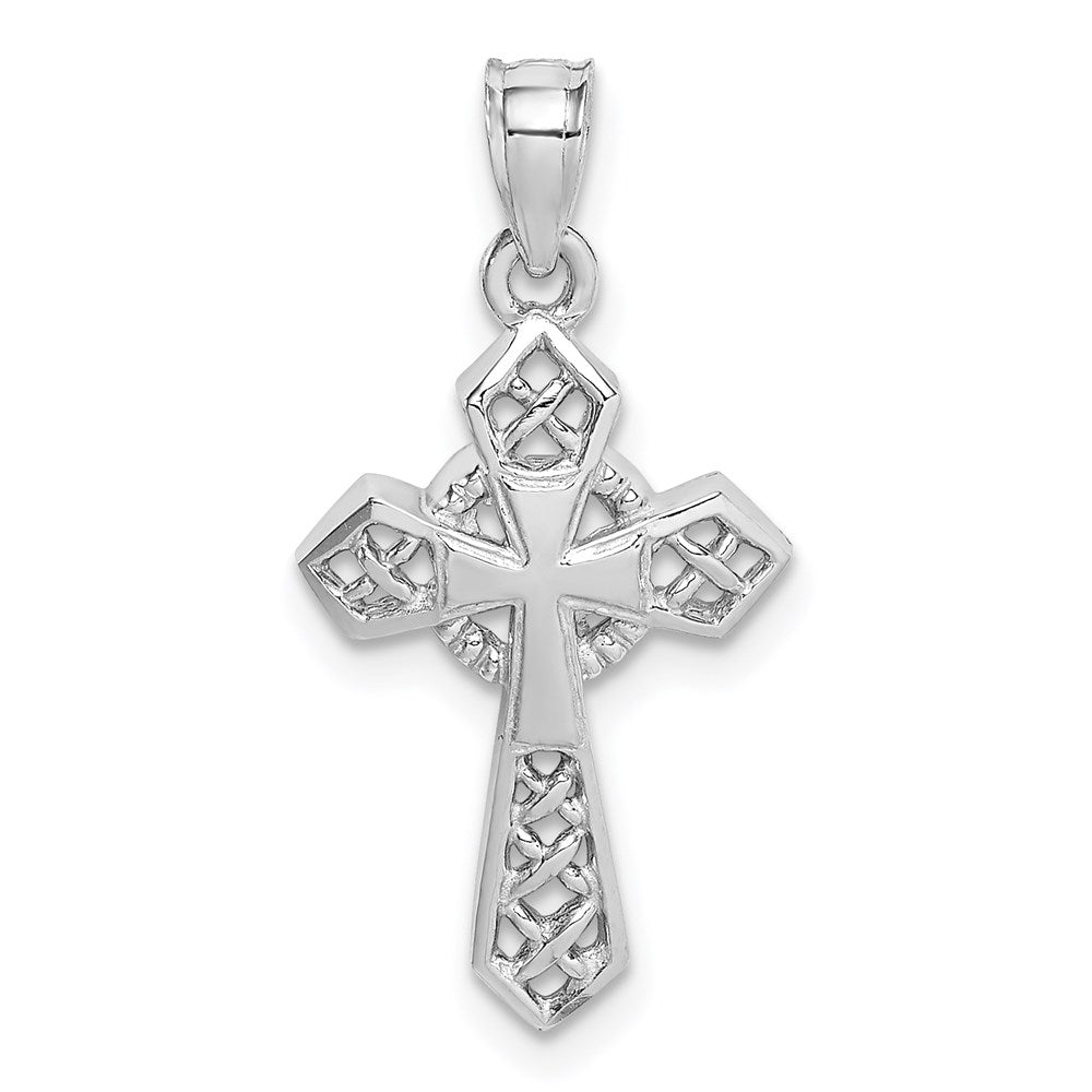 14K White Polished Cross Pendant