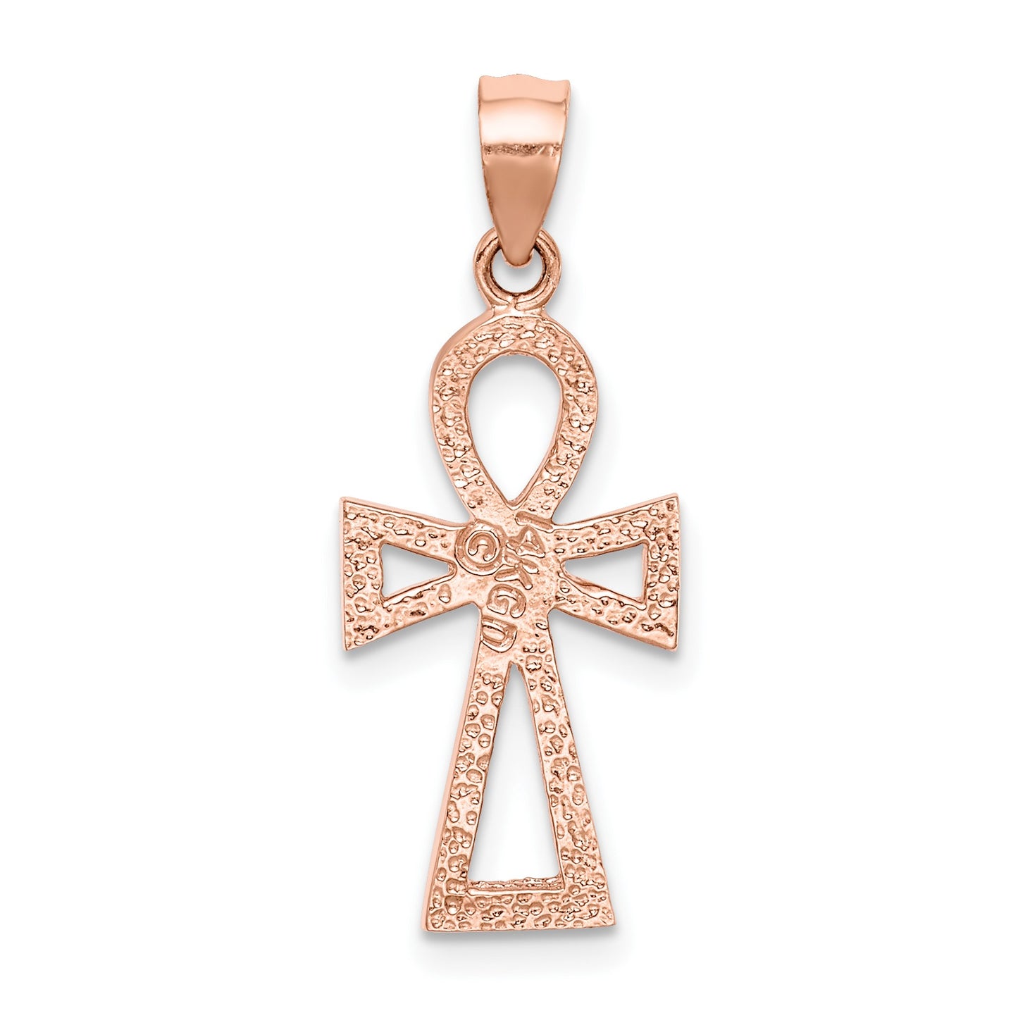 14K Rose Gold Polished Ankh Cross Pendant