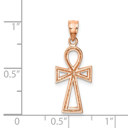 14K Rose Gold Polished Ankh Cross Pendant