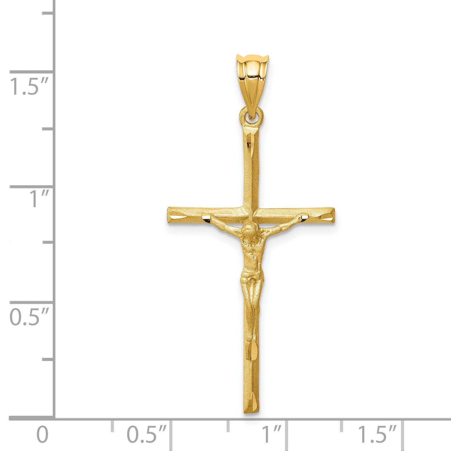 14K Brushed and Diamond-cut Crucifix Cross Pendant