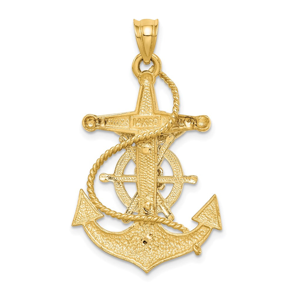 14K Two-tone Polished/Satin D/C Mariner Cross Pendant