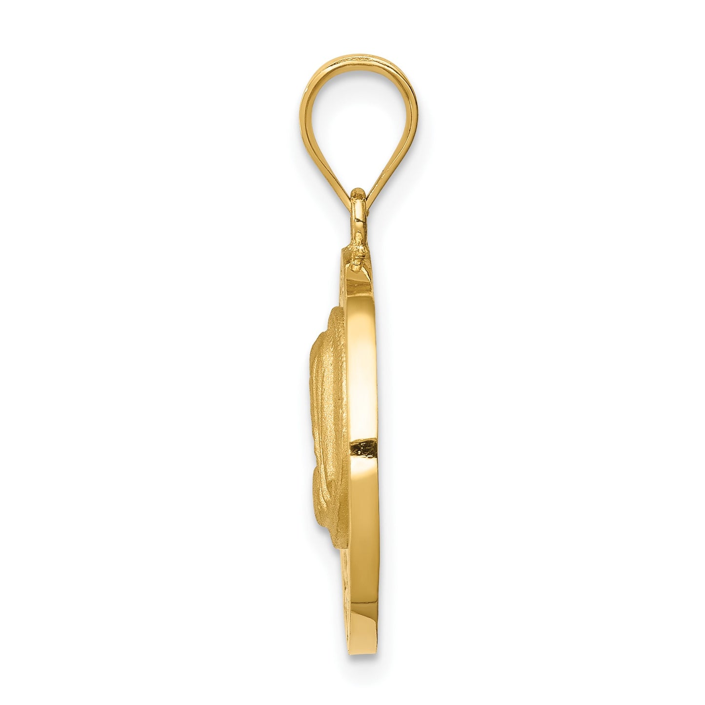 14K Brushed and Polished Virgin Mary Pendant