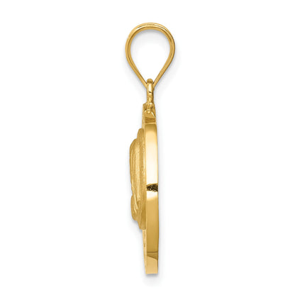 14K Brushed and Polished Virgin Mary Pendant