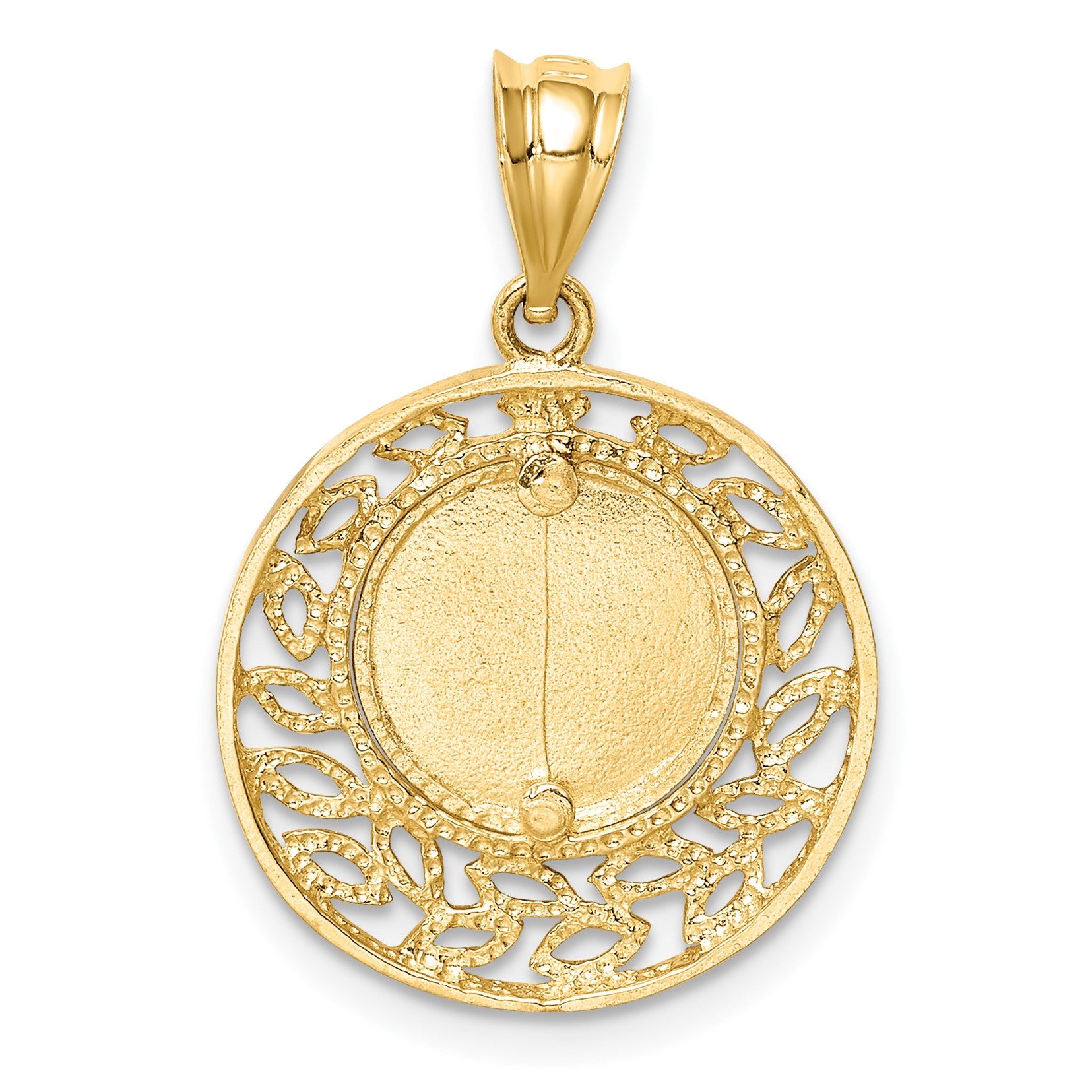 14K Brushed and Polished Virgin Mary Pendant