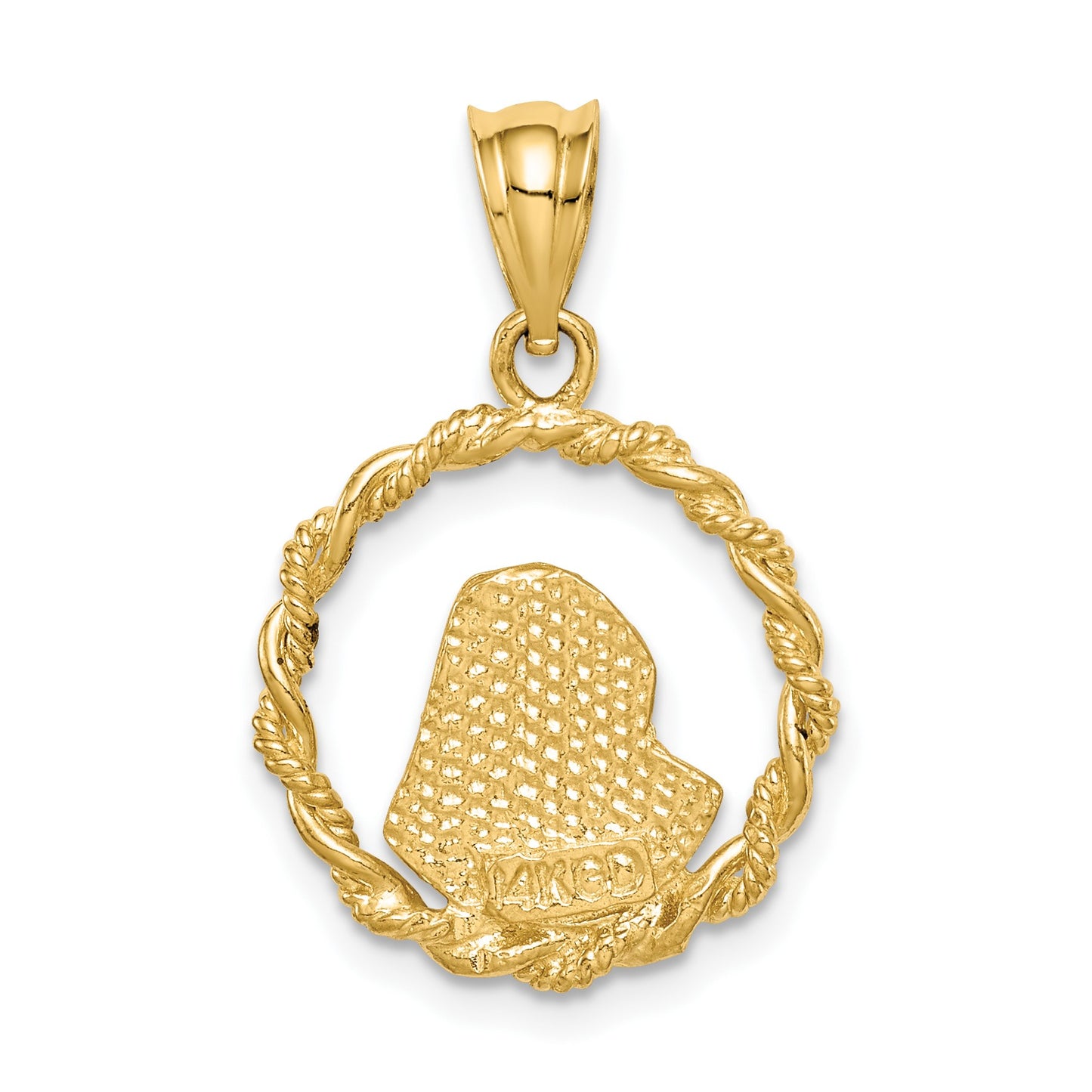 14K Brushed and  Polished Diamond-cut Virgin Mary Pendant