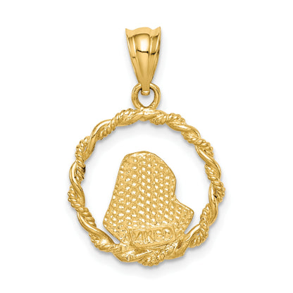 14K Brushed and  Polished Diamond-cut Virgin Mary Pendant