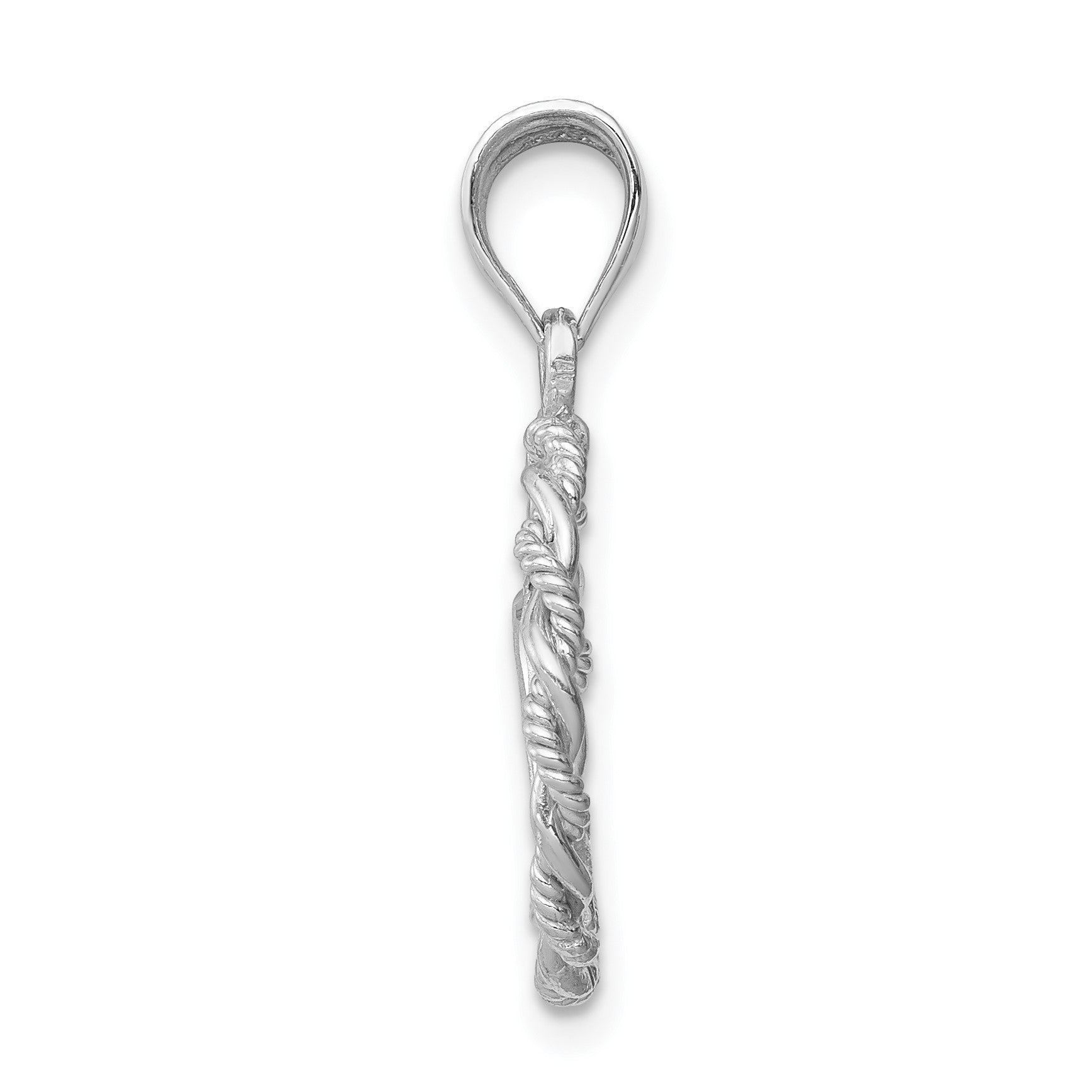 14K White Gold Brushed and Polished Diamond-cut Virgin Mary Pendant