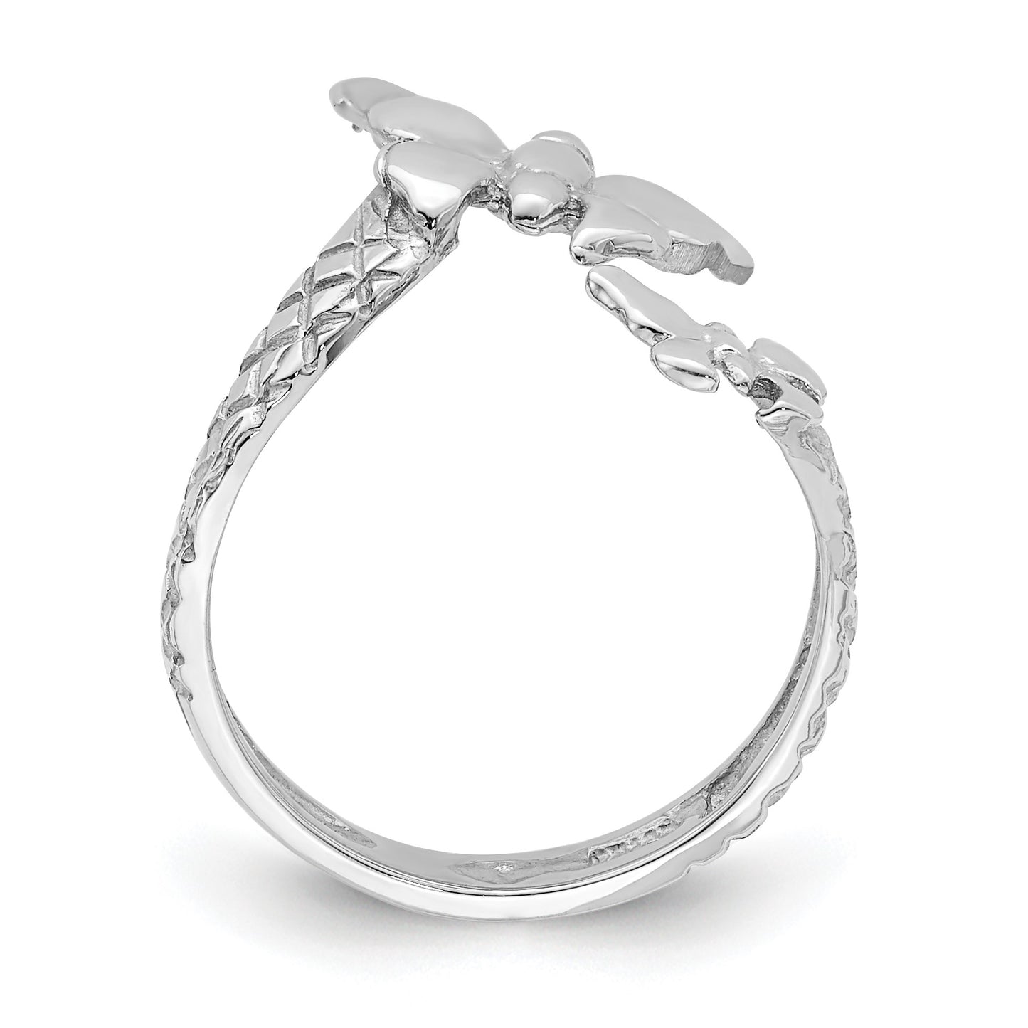 14K Polished and Textured 2 Butterflies Toe Ring