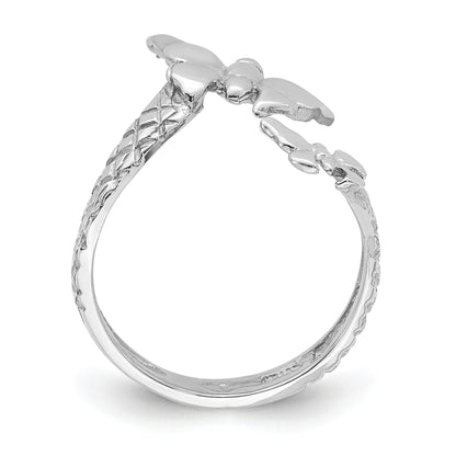 14K Polished and Textured 2 Butterflies Toe Ring