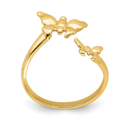 14K Polished 2 Butterflies Toe Ring