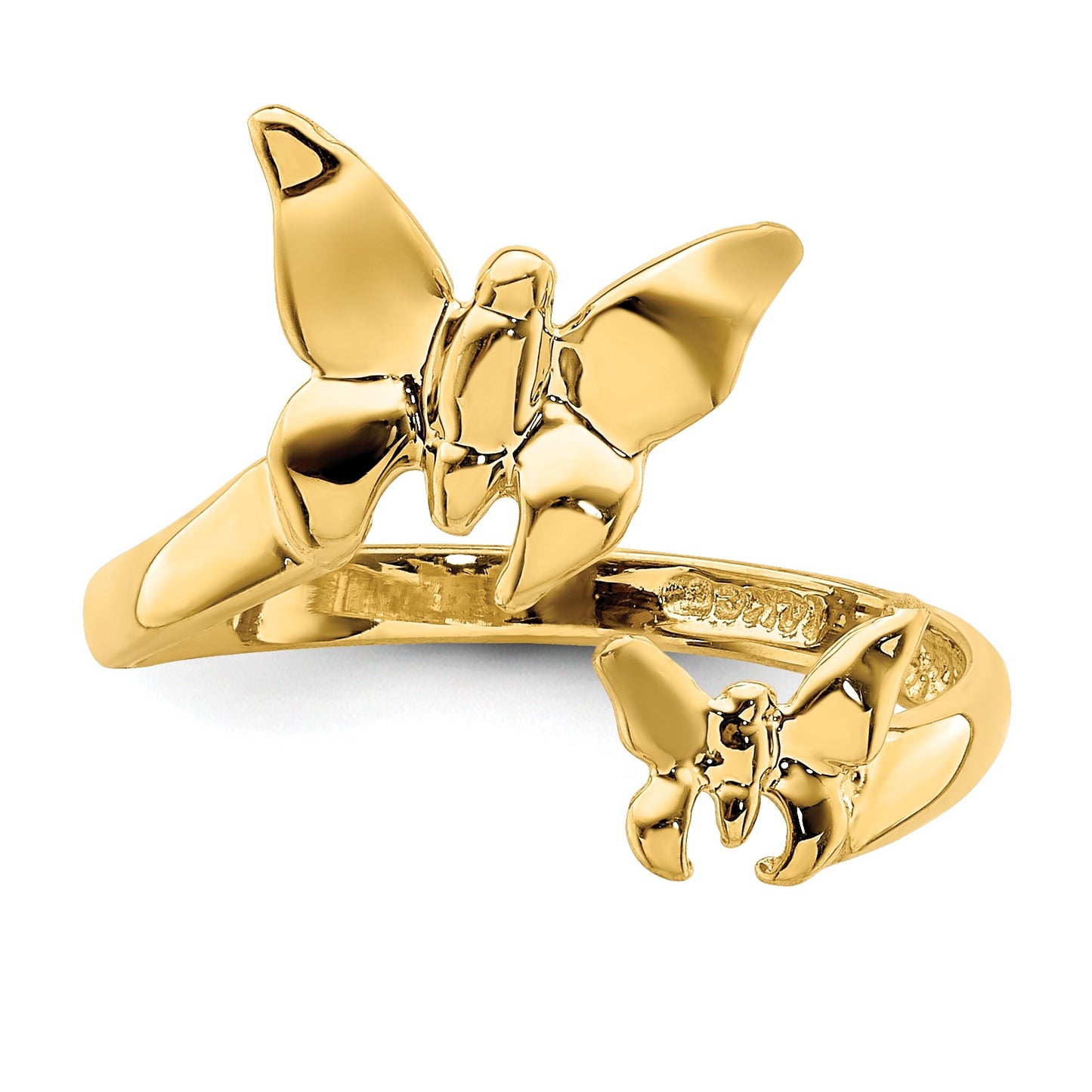 14K Polished 2 Butterflies Toe Ring