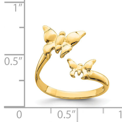 14K Polished 2 Butterflies Toe Ring