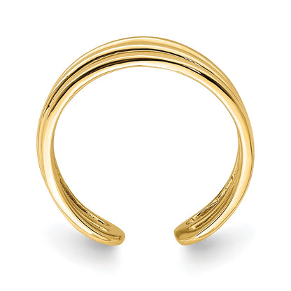 14K Polished 3-Row Toe Ring