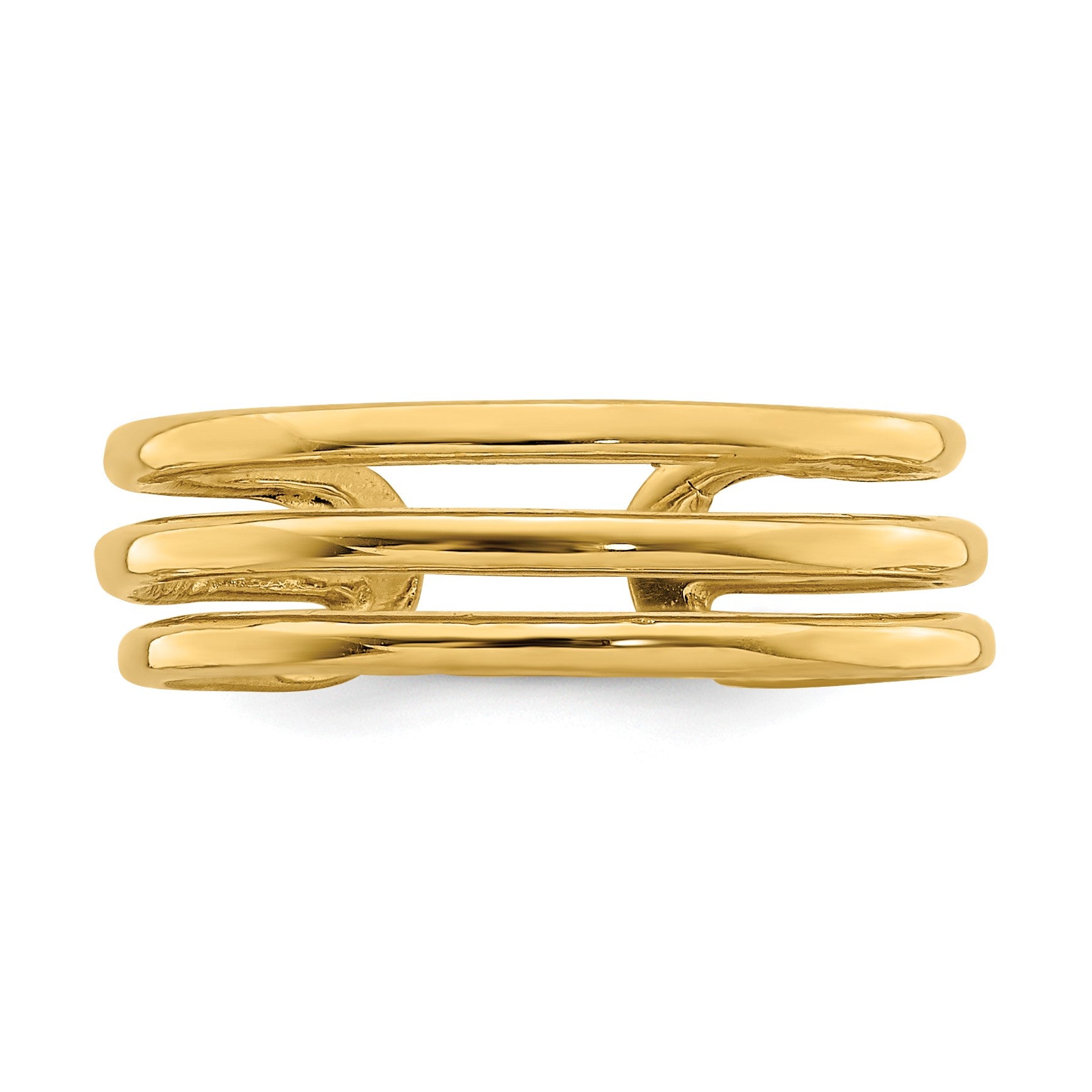 14K Polished 3-Row Toe Ring