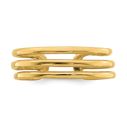 14K Polished 3-Row Toe Ring