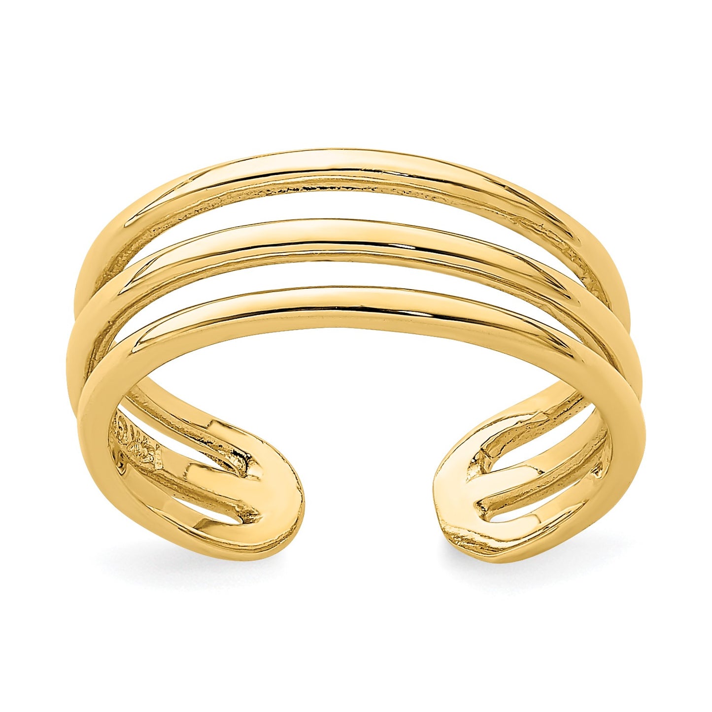 14K Polished 3-Row Toe Ring