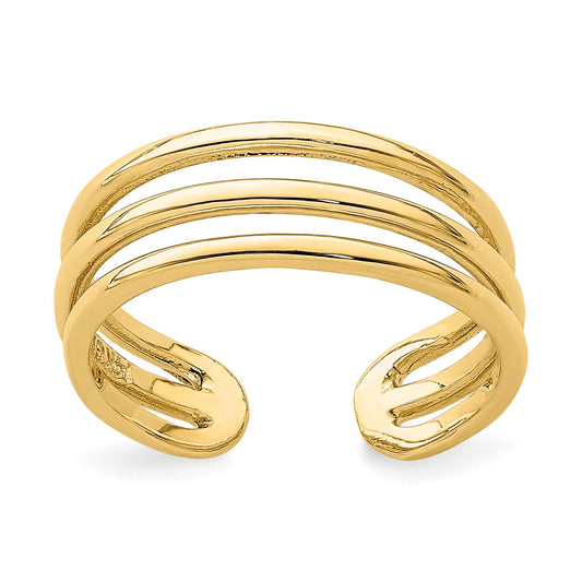 14K Polished 3-Row Toe Ring