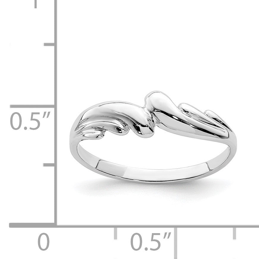 14K White Gold Polished Wave Ring