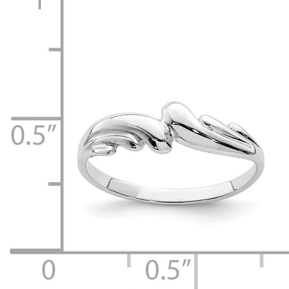 14K White Gold Polished Wave Ring