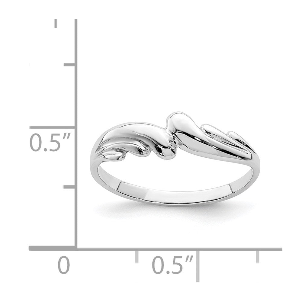 14K White Polished Wave Ring