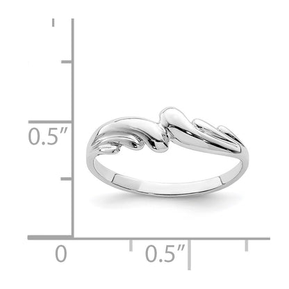 14K White Polished Wave Ring