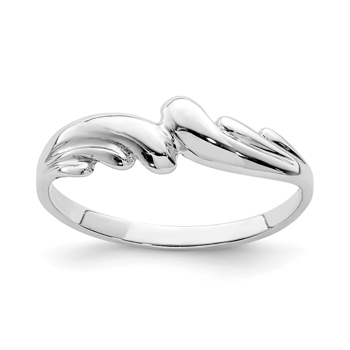 14K White Gold Polished Wave Ring