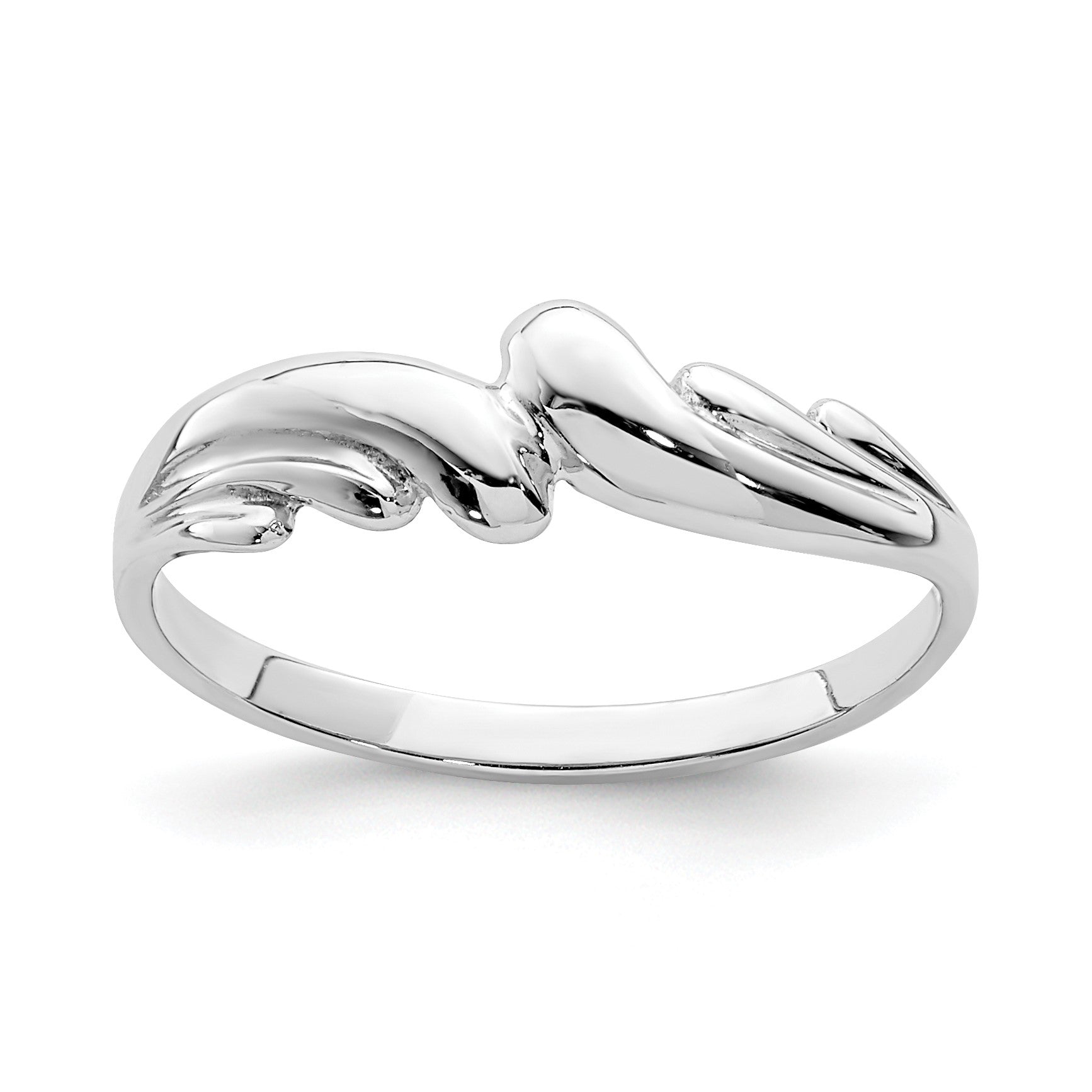 14K White Gold Polished Wave Ring