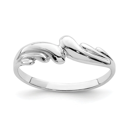 14K White Gold Polished Wave Ring