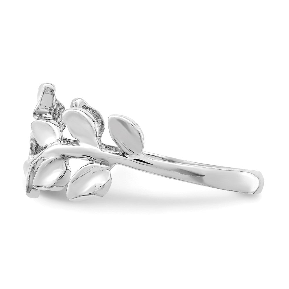 14K White Polished Leaf Ring