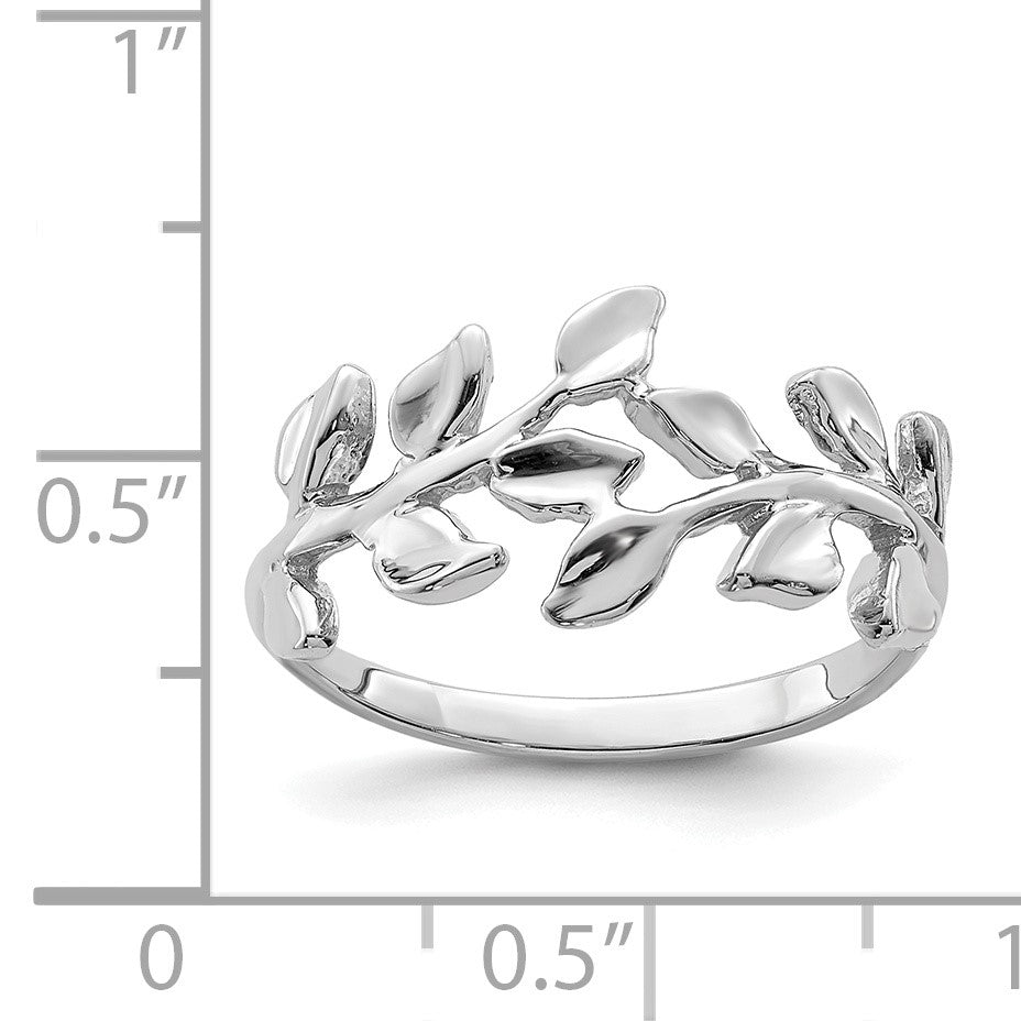 14K White Gold Polished Leaf Ring