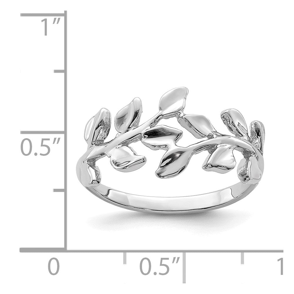 14K White Polished Leaf Ring