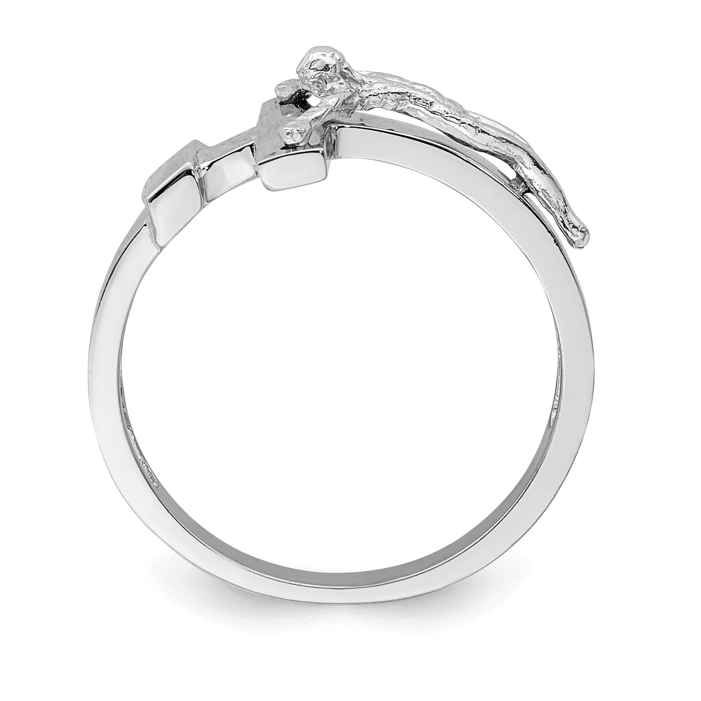 14K White Gold Polished INRI Crucifix Ring
