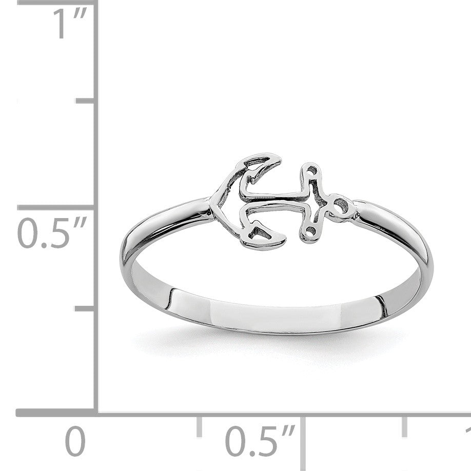 14K White Gold Polished Anchor Ring