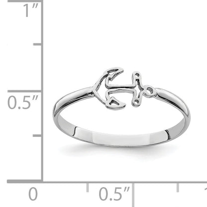14K White Gold Polished Anchor Ring