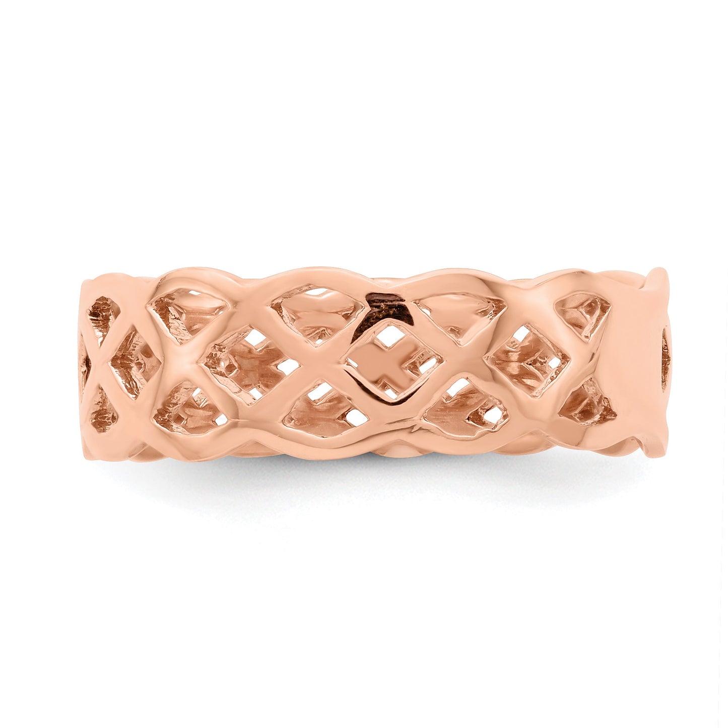 14K Rose Gold Polished Woven Celtic Knot Band