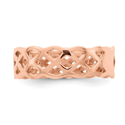 14K Rose Gold Polished Woven Celtic Knot Band