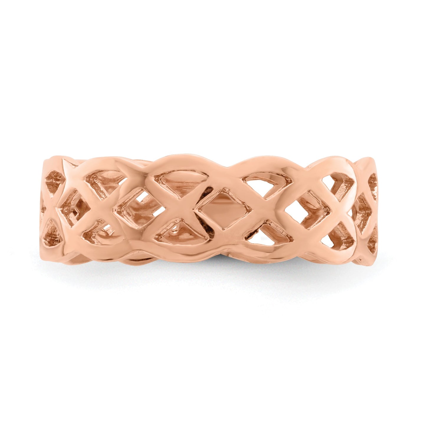 14K Rose Gold Polished Woven Celtic Knot Band