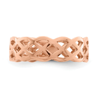 14K Rose Gold Polished Woven Celtic Knot Band