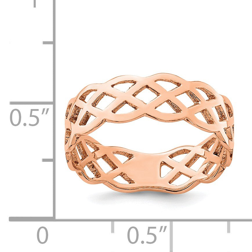 14K Rose Gold Polished Woven Celtic Knot Band