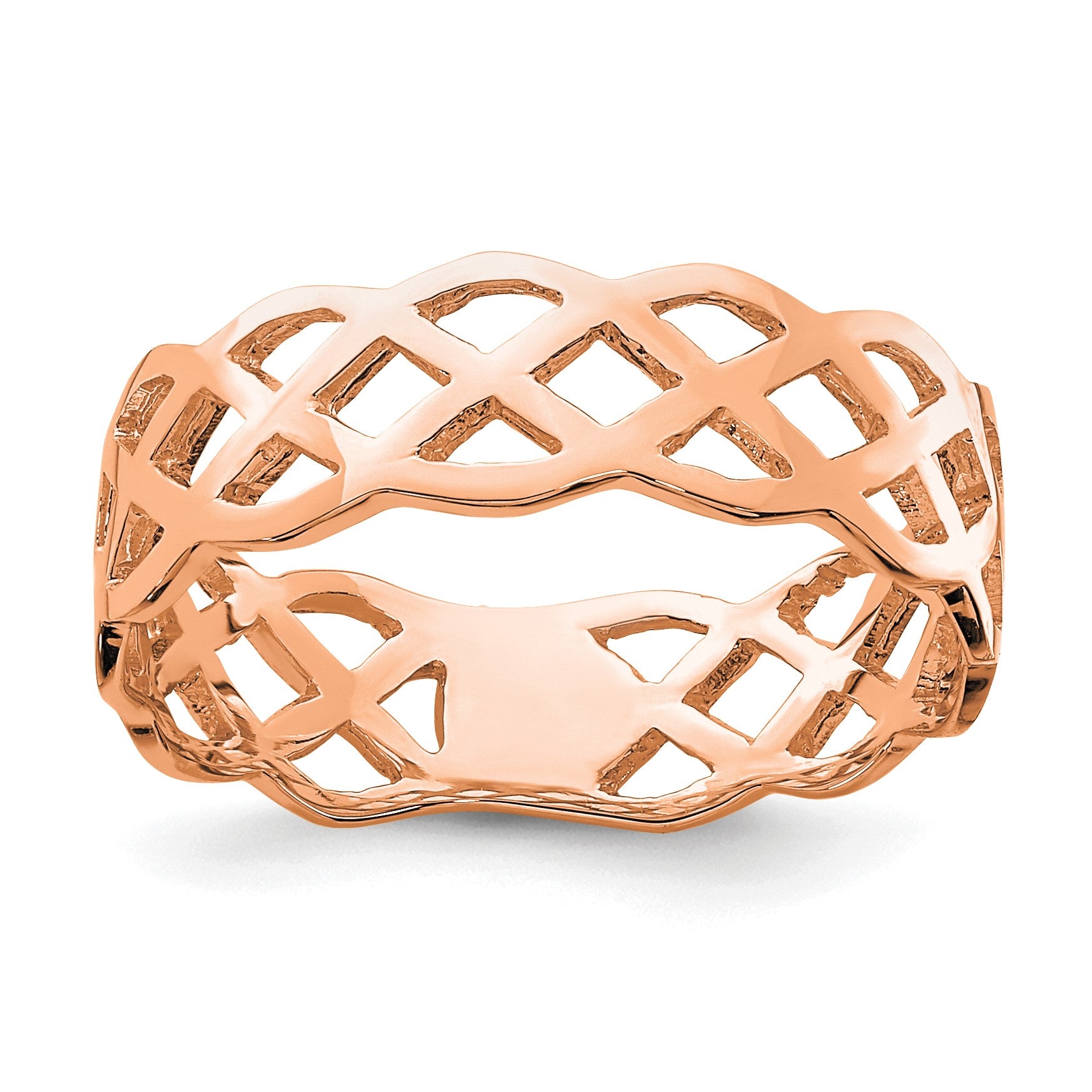 14K Rose Gold Polished Woven Celtic Knot Band